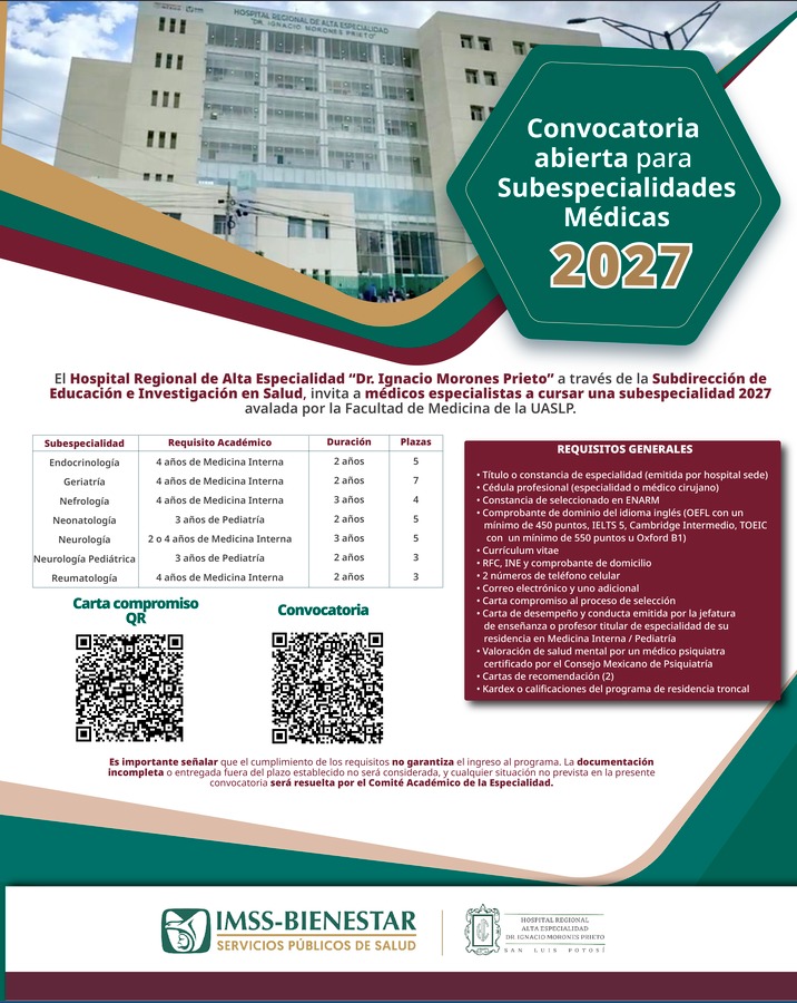 Convocatoria subEspecialidades 2026
